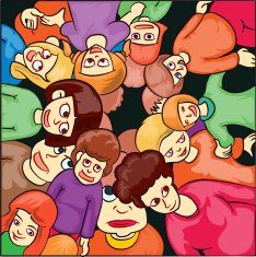 group of people hand draw