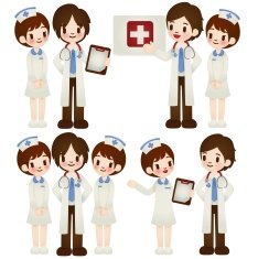Doctor and nurse in various pose - Vector File EPS10 N2