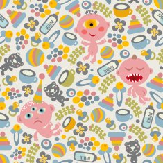Baby monsters seamless background N2