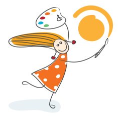 Happy little girl drawing sun N2