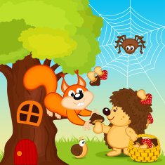 hedgehog gives squirrel mushroom