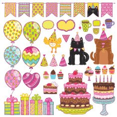 Happy Birthday party elements set