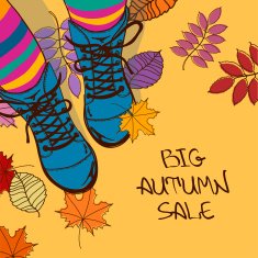 Autumn sale illustration with girls feet in boots N2