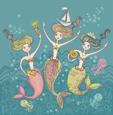 Three funny mermaids