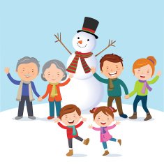 Winter fun Cheerful family winter vacation N2