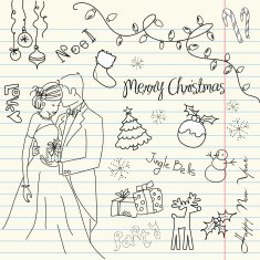 Christmas and New Year hand drawn doodles N5