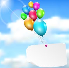 Multicolored balloons with paper card N3