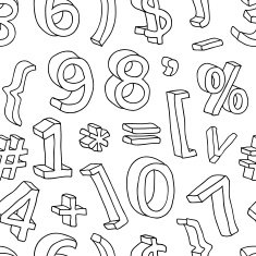 Seamleass pattern with numbers and signs