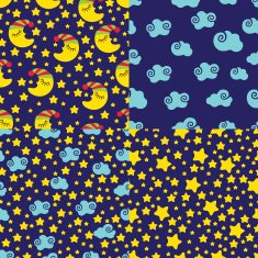 Set simple seamless patterns about the night