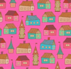 Seamless pattern with decorative houses N3