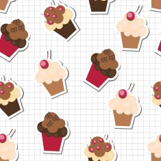 seamless pattern with cute cupcakes vector illustration N4