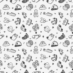 seamless doodle baby pattern background N39