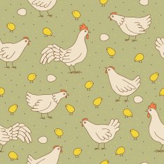 Seamless texture with cocks hens and chicks