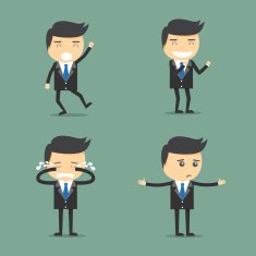 Concept of businessman worker expressing feeling and emotion