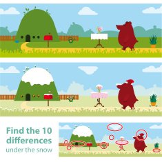 Kids puzzle with a bear walking home