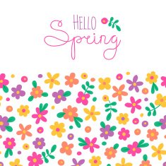 Sizon card Hello Spring with cute flowers N3