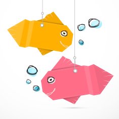 Paper Fish Hang on Strings with Bubbles