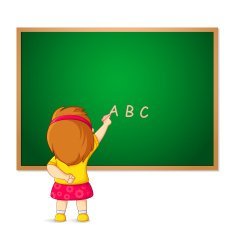 Kid writing on Blackboard