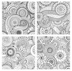 Set of seamless pattern with flowers Ornate zentangle textures