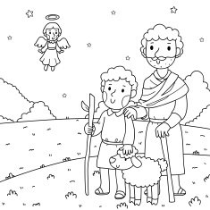Christmas illustration the angel and shepherds