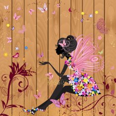 Flower Fairy on a wood texture for your design