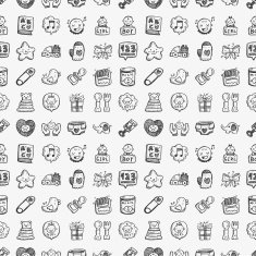 seamless doodle baby pattern N43
