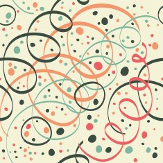 Christmas pattern with streamers and confetti