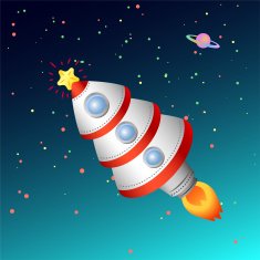 Christmas card with rocket