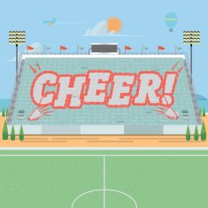 grandstand card stunts cheer - vector illustration