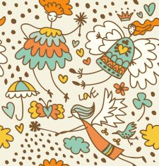 Fairy seamless pattern Fantasy doodle background