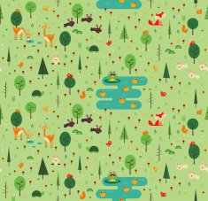 Seamless Forest with Animals Pattern