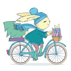Cute rabbit riding a bike N2
