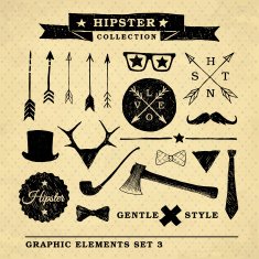 Hipster graphic set on the vintage background N2