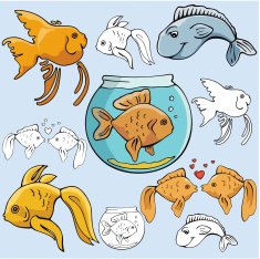 Pet Illustrations I Goldfish (Vector)