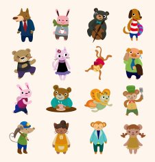 16 cute animal icons set N2