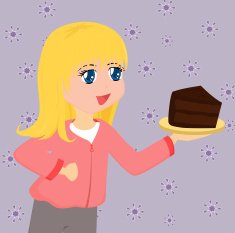 Cute Cartoon Girl with Cake (vector) N3