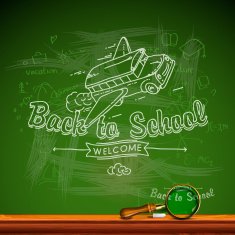 Back to school chalk-writing on blackboard