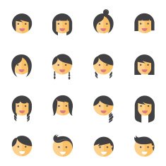 Hairstyles emotions flat icons