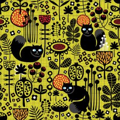Seamless pattern with black cats