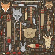 seamless pattern of Indian hunting