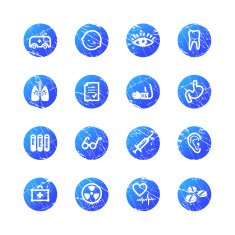 blue grunge medicine icons