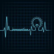 heartbeat make innovation word and light-bulb