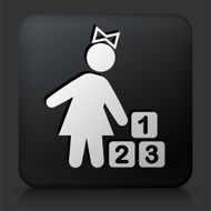 Black Square Button with Girls &amp; Toys