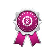 3 Years Warranty Pink Vector Icon Design