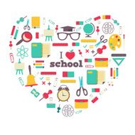 Set of school elements and subject in heart N2