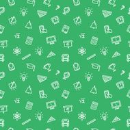 Vector line style seamless pattern Cute back to school green