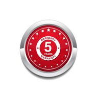 5 Years Warranty Red Vector Icon Button