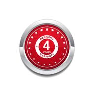 4 Years Warranty Red Vector Icon Button