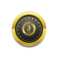 3 Years Warranty Golden Vector Icon Button