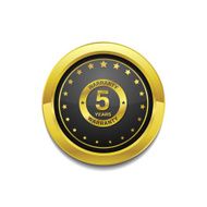 5 Years Warranty Golden Vector Icon Button